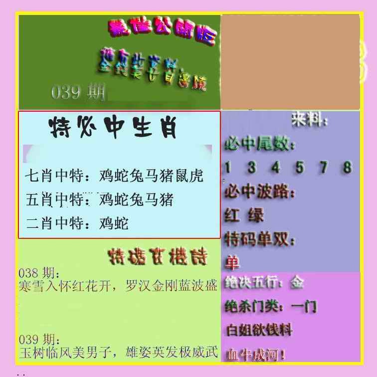 039期波肖门尾最佳公开版[图]